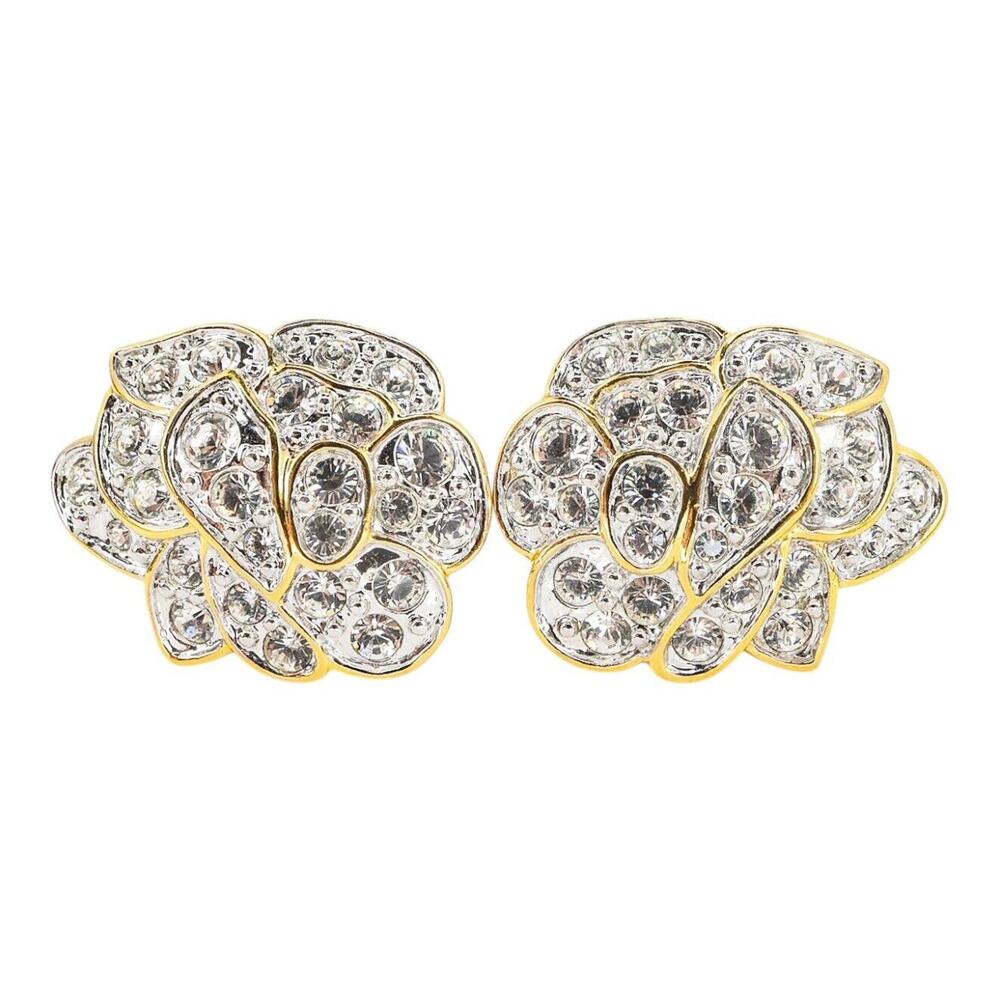 Vintage Nolan Miller Glamour Collection Signed Floral Clip On Earrings Excellent